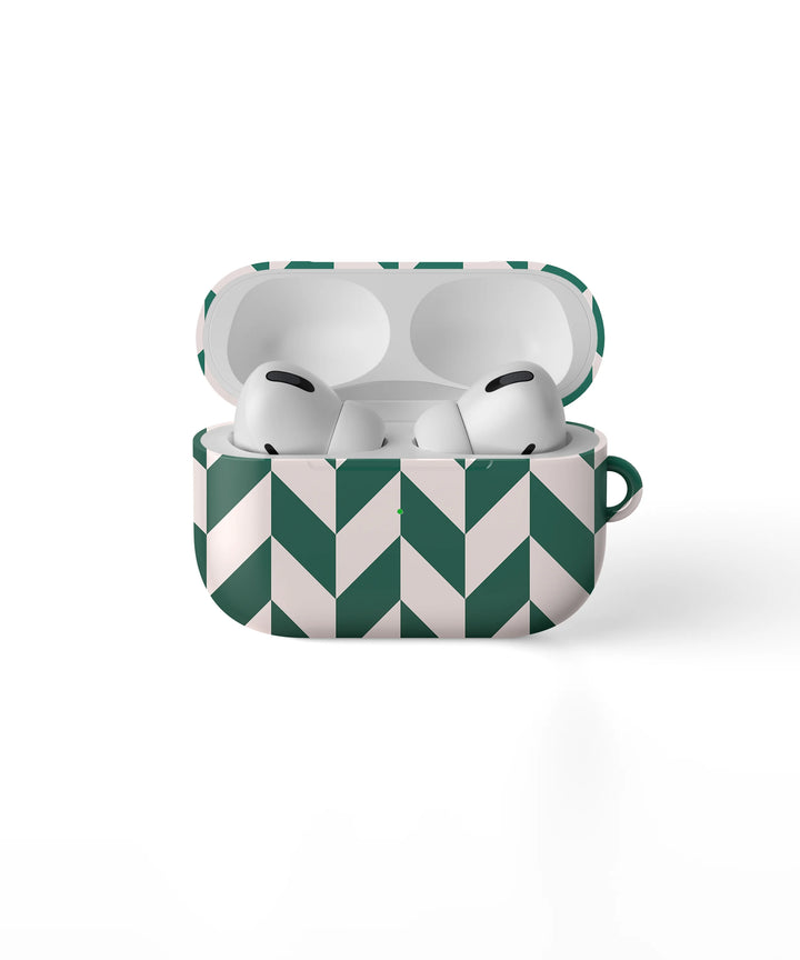 GREEN CHEVRON CHECKERS - AIRPOD CASE