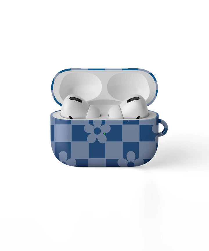BLUE CHECKERS BLOOM - AIRPOD CASE