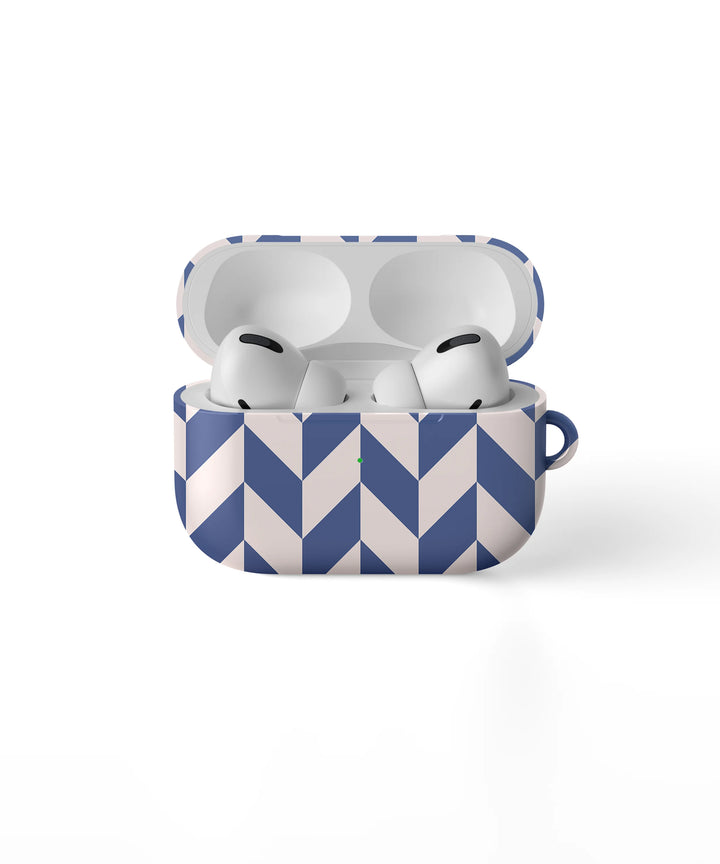 BLUE CHEVRON CHECKERS - AIRPOD CASE