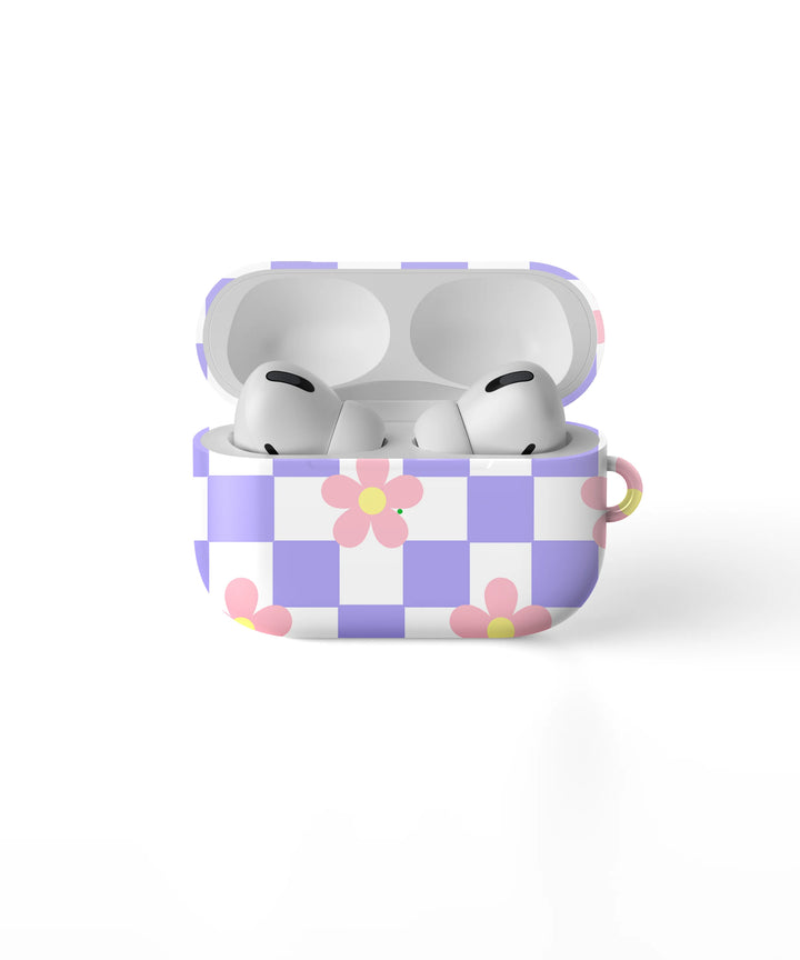 PURPLE CHECKERS BLOOM - AIRPOD CASE