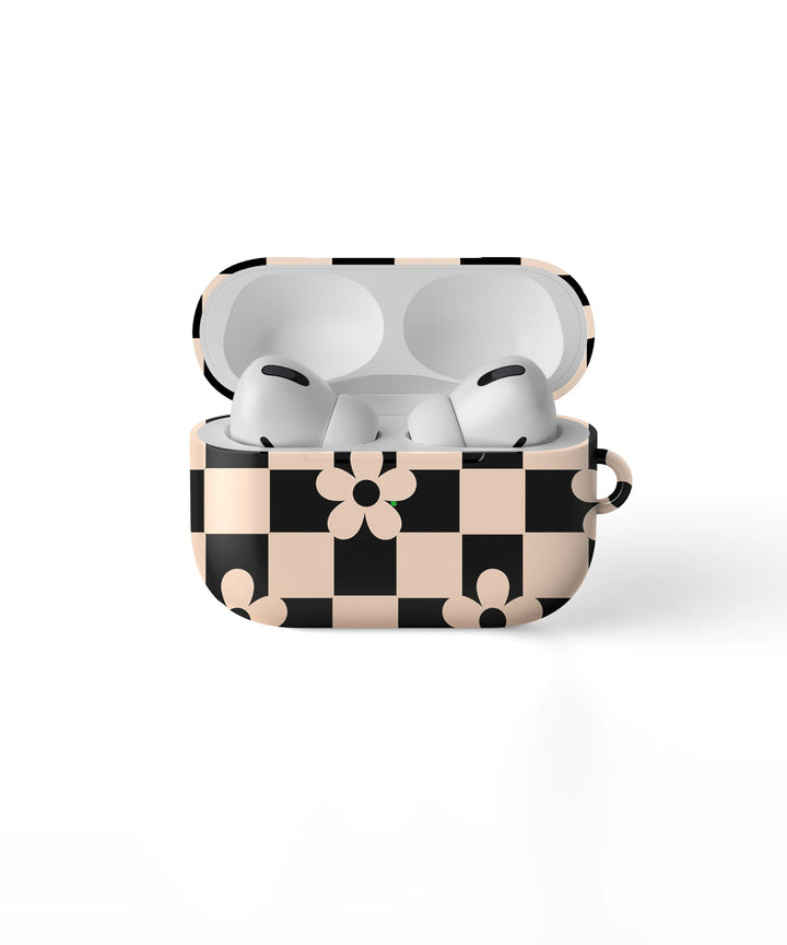 BEIGE CHECKERS BLOOM - AIRPOD CASE