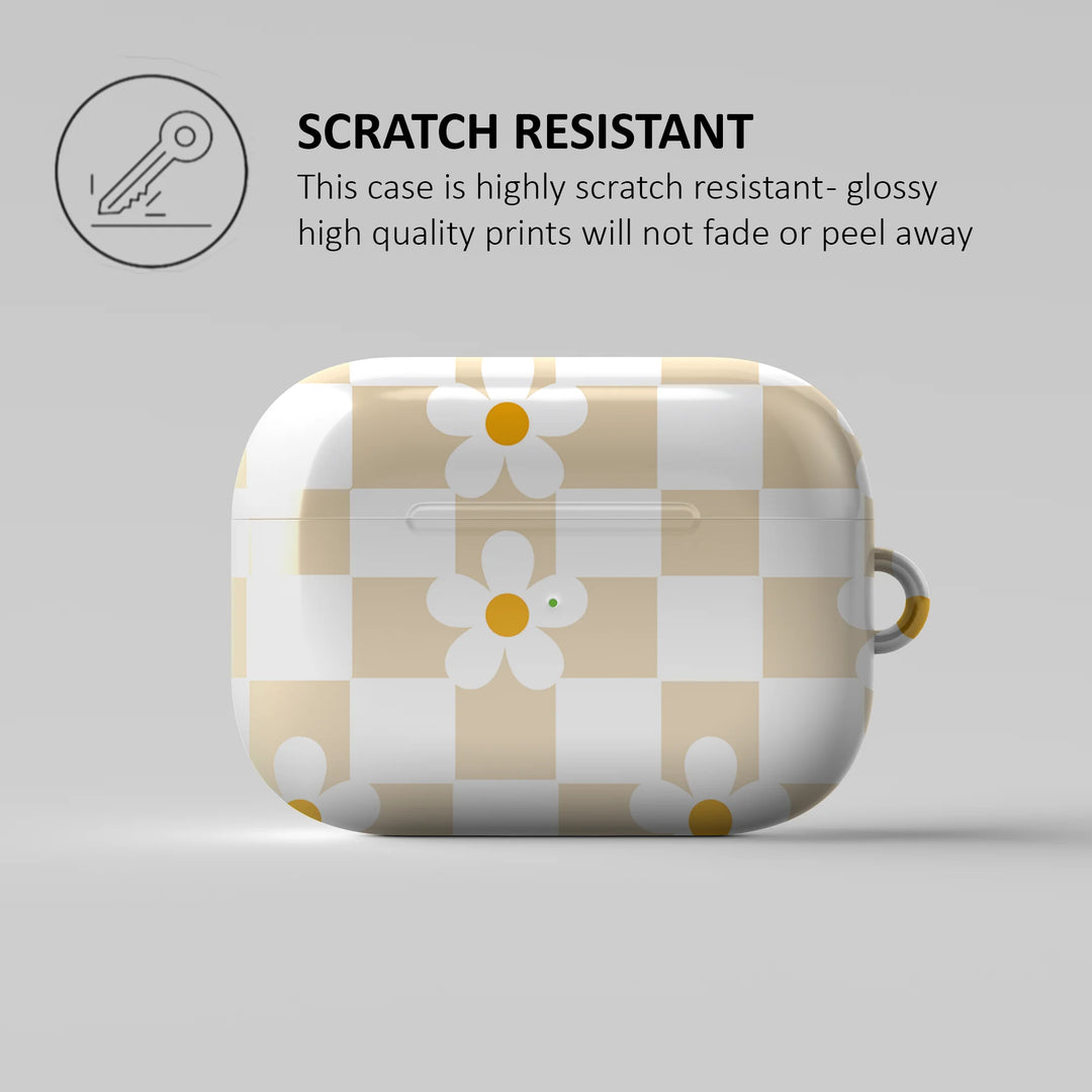 WHITE CHECKERS BLOOM - AIRPOD CASE