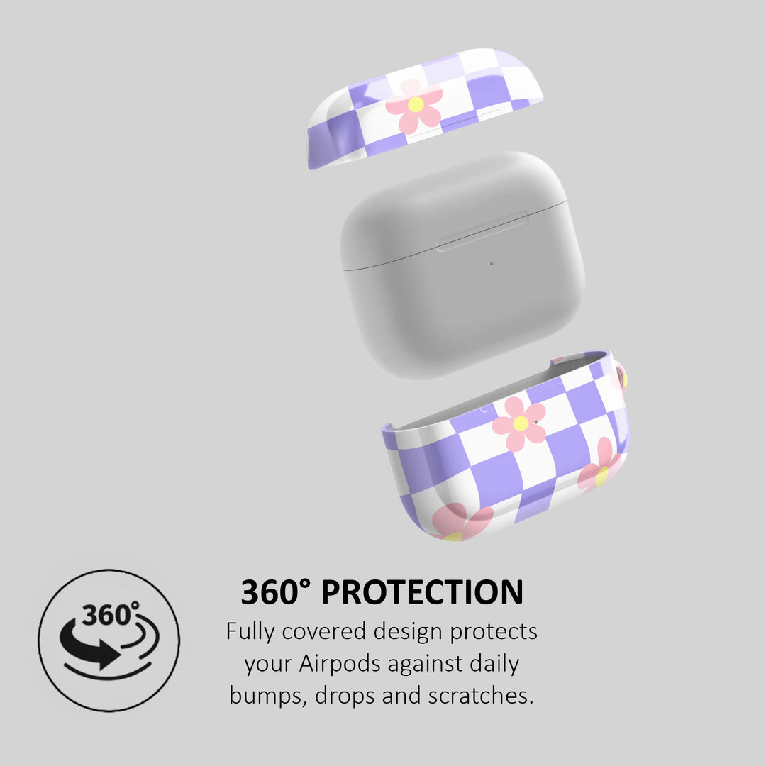 PURPLE CHECKERS BLOOM - AIRPOD CASE