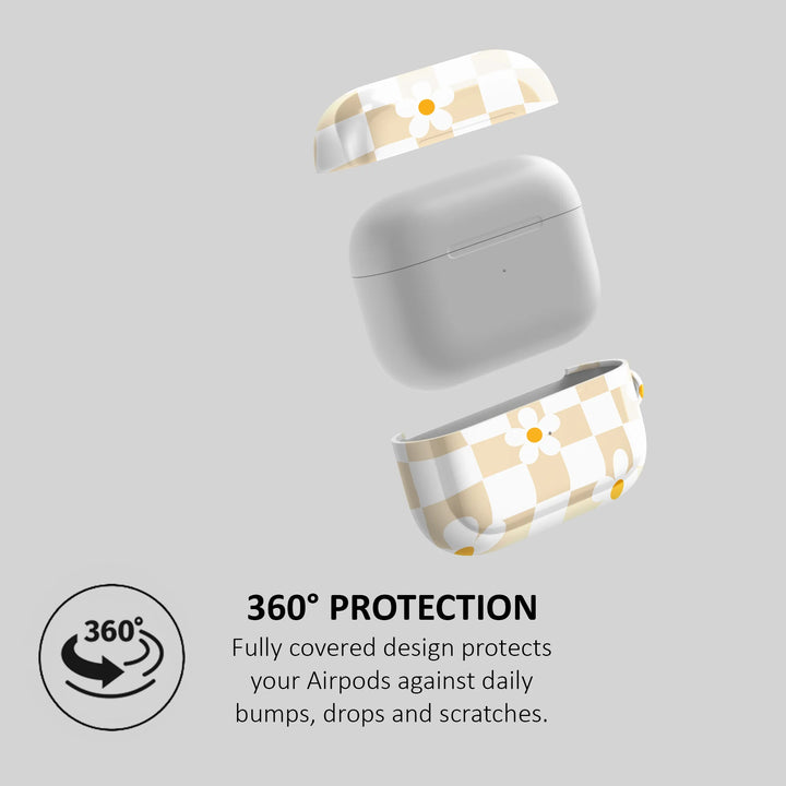 WHITE CHECKERS BLOOM - AIRPOD CASE