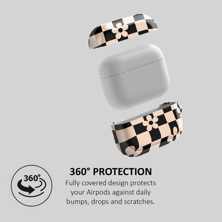 BEIGE CHECKERS BLOOM - AIRPOD CASE