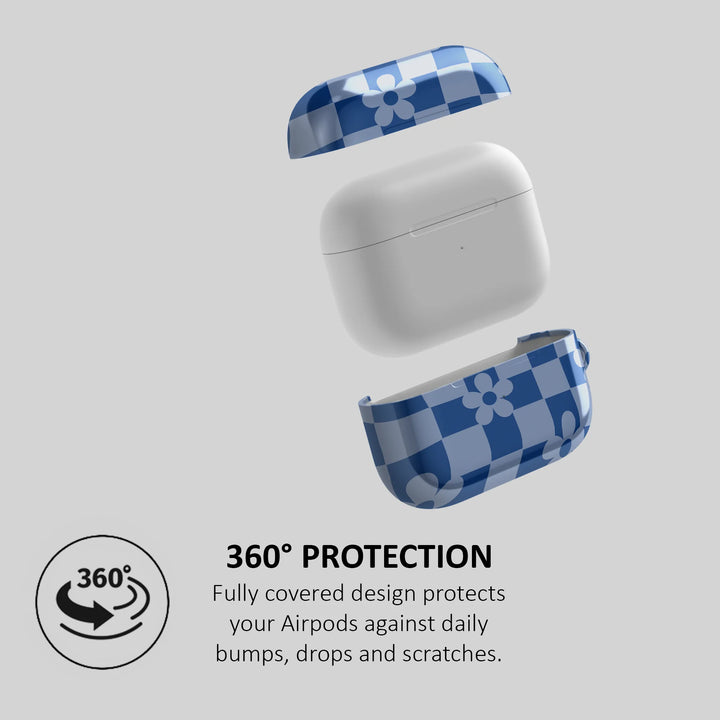 BLUE CHECKERS BLOOM - AIRPOD CASE