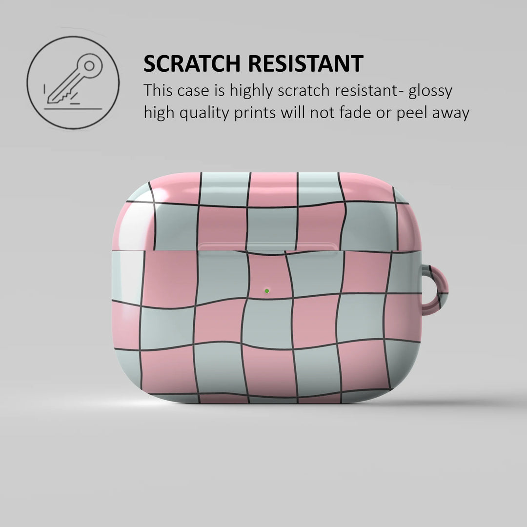 PINK AND BLUE CHECKERS - AIRPOD CASE